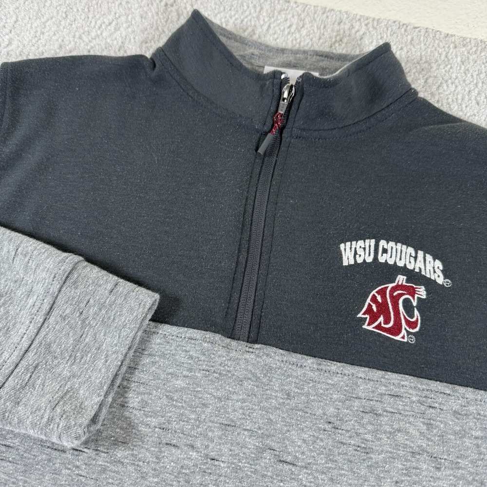 Champion‎ Washington State University Cougars 1/4 Zip Sweater Mens Medium Grey